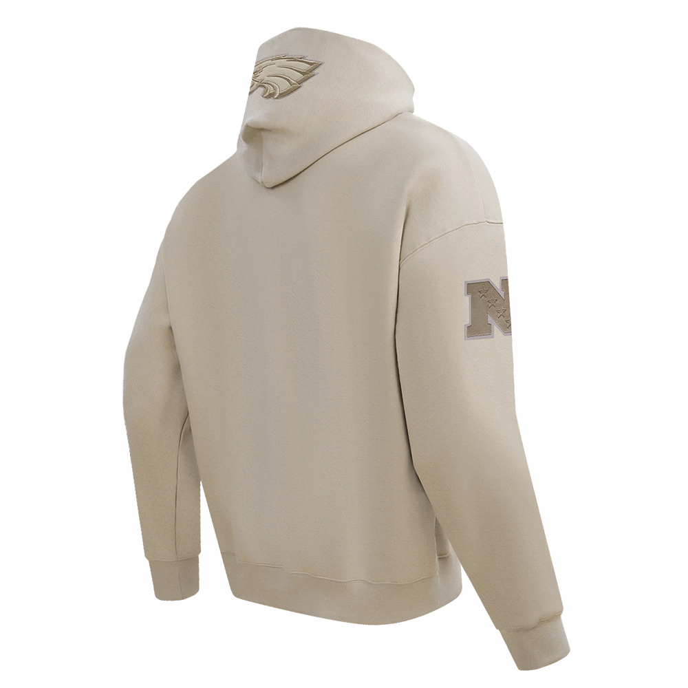 NFL PHILADELPHIA EAGLES NEUTRAL DROP SHOULDER FLEECE PULLOVER HOODIE (TAUPE)