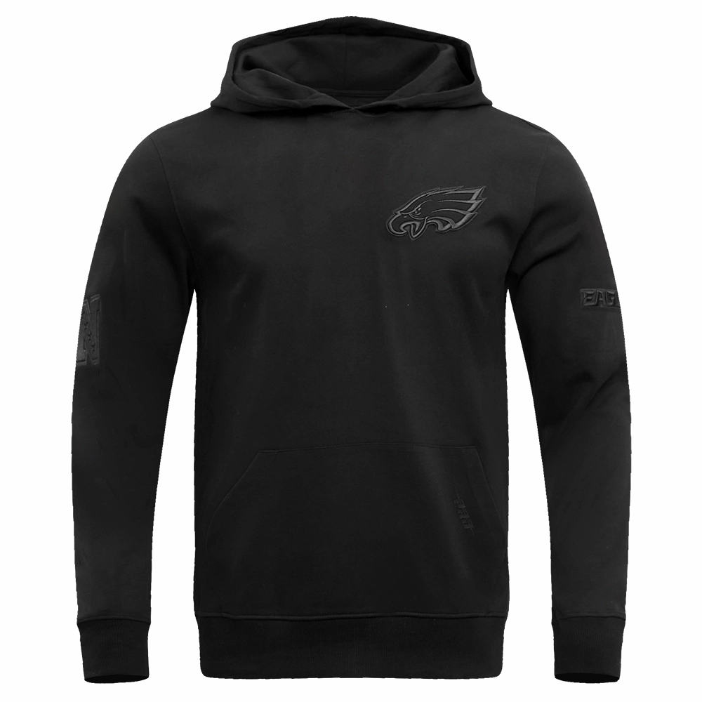 NFL PHILADELPHIA EAGLES NEUTRAL DROP SHOULDER MEN'S PULLOVER HOODIE (BLACK)