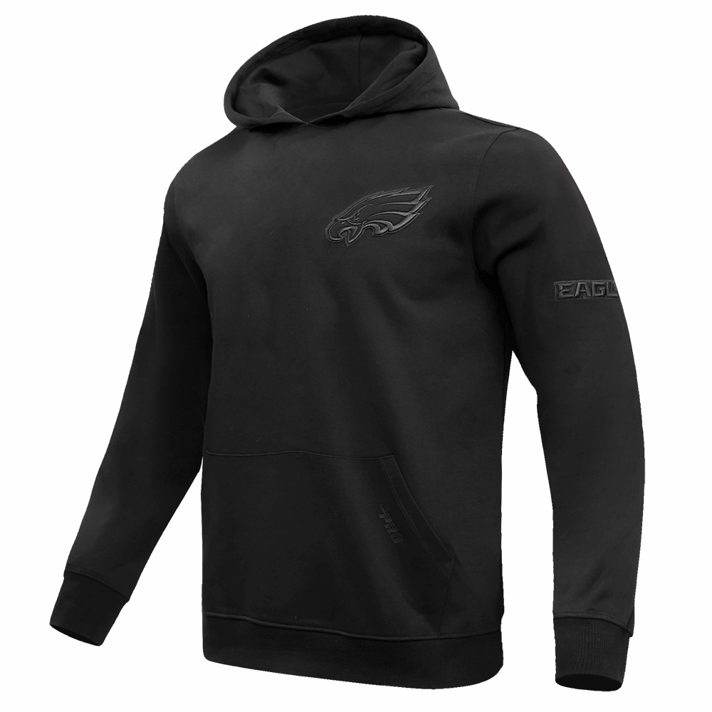 NFL PHILADELPHIA EAGLES NEUTRAL DROP SHOULDER MEN'S PULLOVER HOODIE (BLACK)