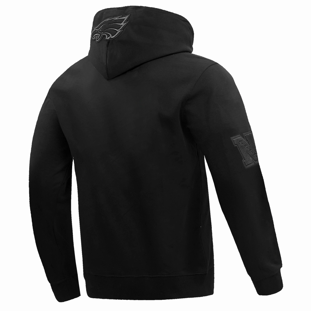 NFL PHILADELPHIA EAGLES NEUTRAL DROP SHOULDER MEN'S PULLOVER HOODIE (BLACK)