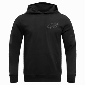 NFL PHILADELPHIA EAGLES NEUTRAL DROP SHOULDER MEN'S PULLOVER HOODIE (BLACK)
