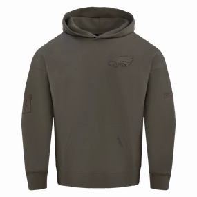 NFL PHILADELPHIA EAGLES NEUTRAL MEN'S DROP SHOULDER PULLOVER HOODIE (DARK TAUPE)