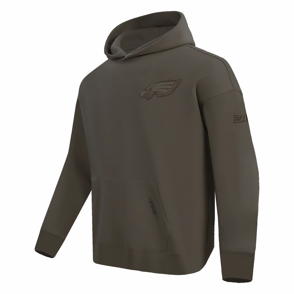 NFL PHILADELPHIA EAGLES NEUTRAL MEN'S DROP SHOULDER PULLOVER HOODIE (DARK TAUPE)