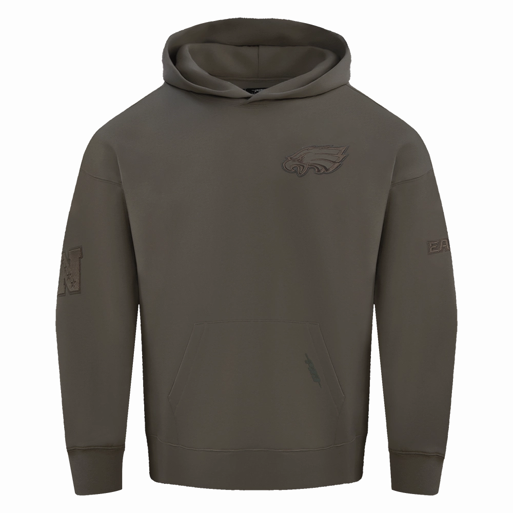 NFL PHILADELPHIA EAGLES NEUTRAL MEN'S DROP SHOULDER PULLOVER HOODIE (DARK TAUPE)