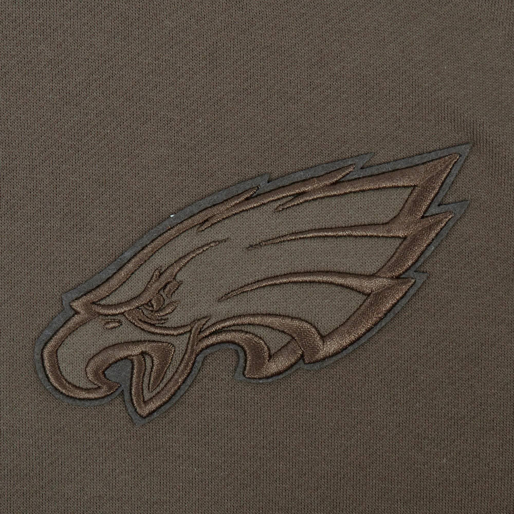 NFL PHILADELPHIA EAGLES NEUTRAL MEN'S DROP SHOULDER PULLOVER HOODIE (DARK TAUPE)