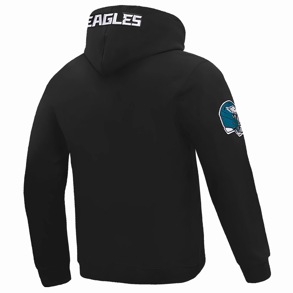NFL PHILADELPHIA EAGLES OLD ENGLISH MEN'S PULLOVER HOODIE (BLACK)