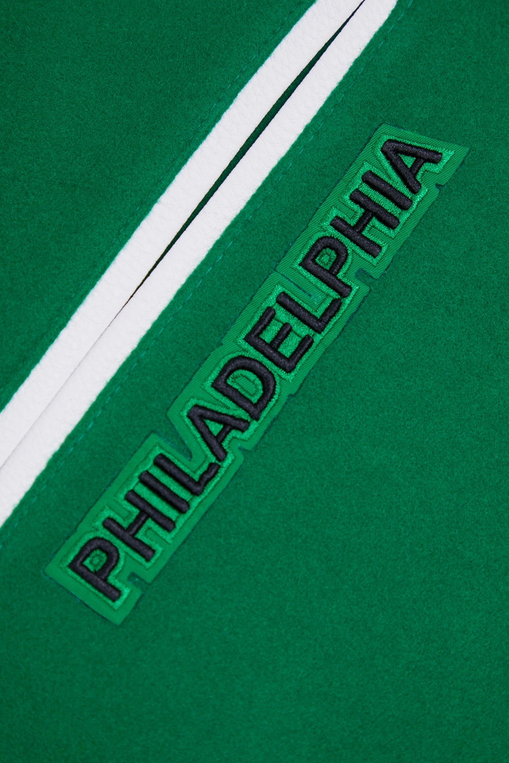 NFL PHILADELPHIA EAGLES RETRO CLASSIC MEN'S RIB WOOL VARSITY JACKET (KELLY GREEN/ WHITE)