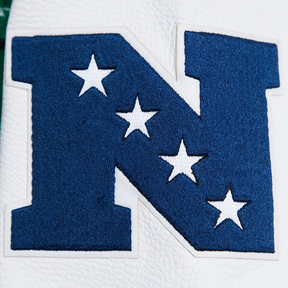 NFL PHILADELPHIA EAGLES RETRO CLASSIC MEN'S RIB WOOL VARSITY JACKET (KELLY GREEN/ WHITE)