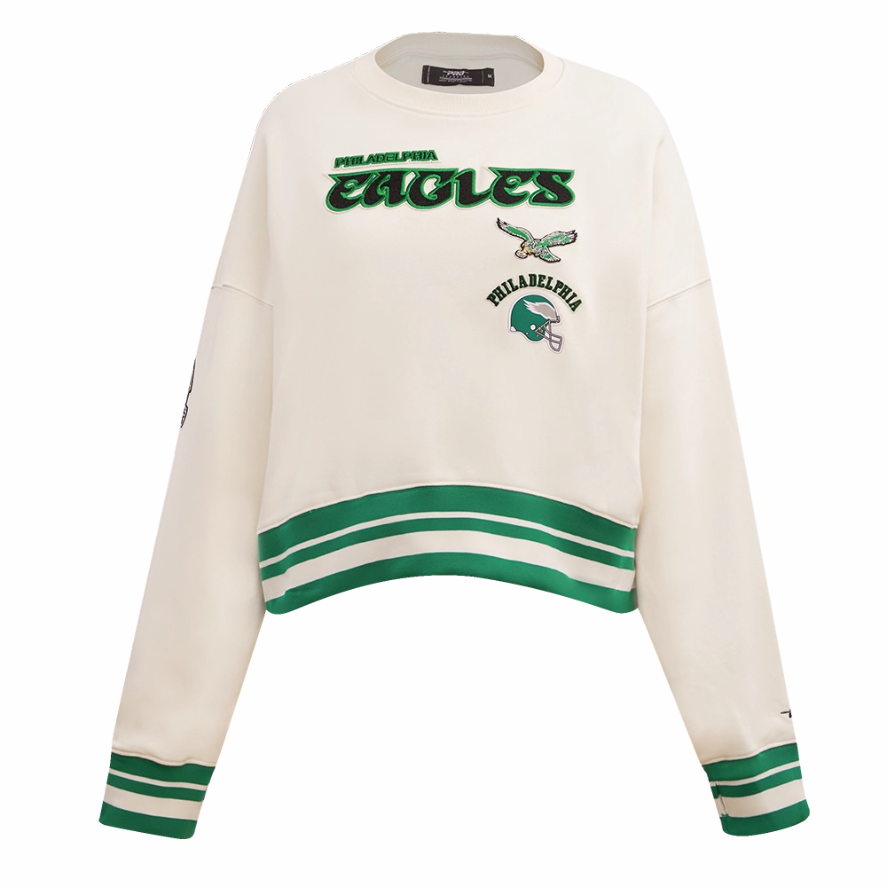 NFL PHILADELPHIA EAGLES RETRO CLASSIC WOMEN'S CREWNECK (EGGSHELL/KELLY GREEN)