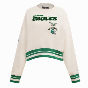 NFL PHILADELPHIA EAGLES RETRO CLASSIC WOMEN'S CREWNECK (EGGSHELL/KELLY GREEN)
