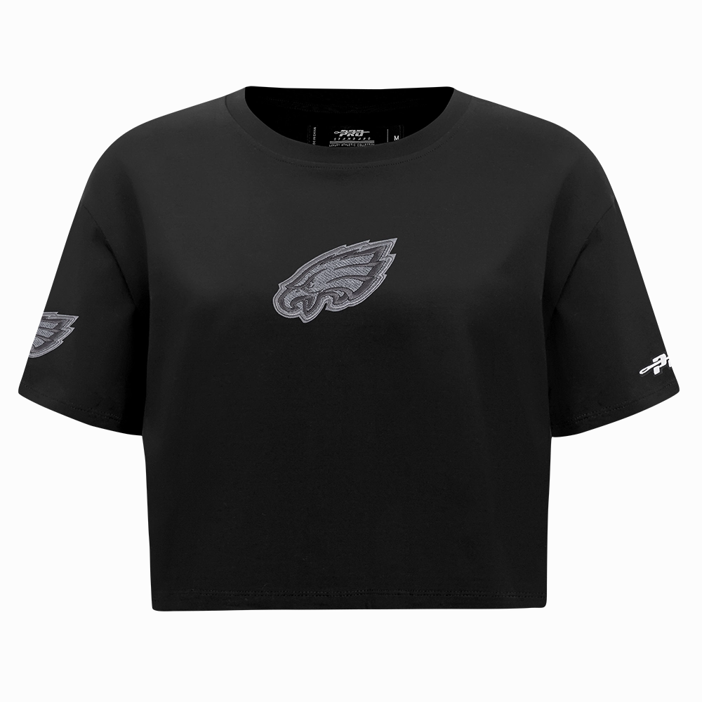 NFL PHILADELPHIA EAGLES REVERSE FRENCH TERRY WOMEN'S SINGLE JERSEY BOXY TEE (BLACK)