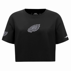 NFL PHILADELPHIA EAGLES REVERSE FRENCH TERRY WOMEN'S SINGLE JERSEY BOXY TEE (BLACK)