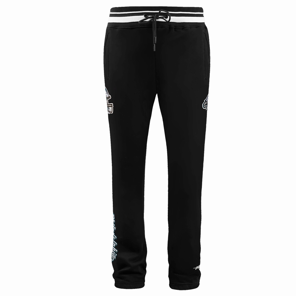 NFL PHILADELPHIA EAGLES SCRIPT TAIL MEN'S RIB FLEECE SWEATPANT (BLACK)