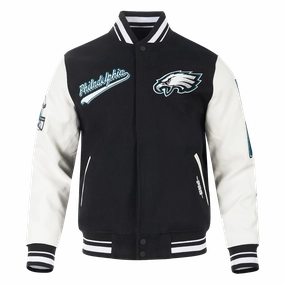 NFL PHILADELPHIA EAGLES SCRIPT TAIL MEN'S RIB WOOL VARSITY (BLACK/WHITE)