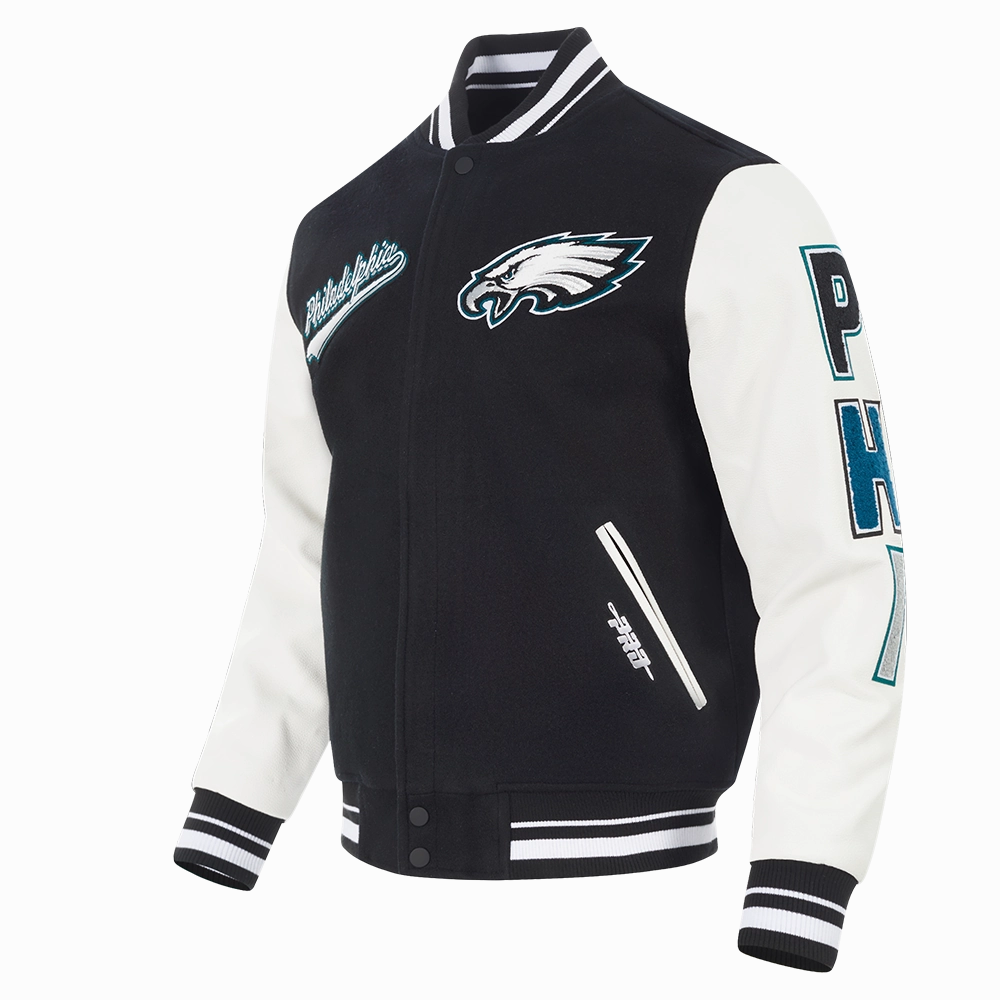 NFL PHILADELPHIA EAGLES SCRIPT TAIL MEN'S RIB WOOL VARSITY (BLACK/WHITE)