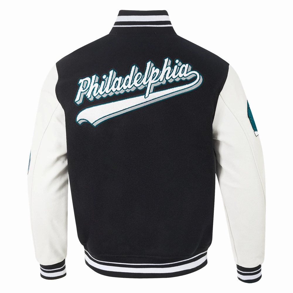 NFL PHILADELPHIA EAGLES SCRIPT TAIL MEN'S RIB WOOL VARSITY (BLACK/WHITE)