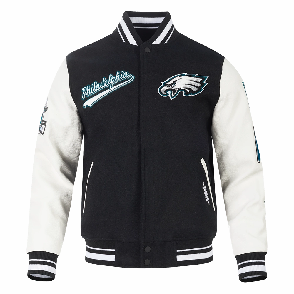NFL PHILADELPHIA EAGLES SCRIPT TAIL MEN'S RIB WOOL VARSITY (BLACK/WHITE)