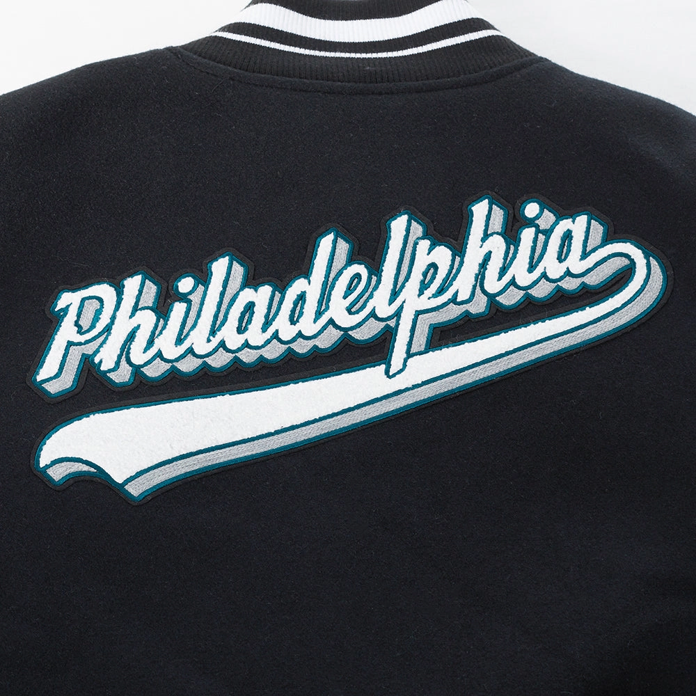 NFL PHILADELPHIA EAGLES SCRIPT TAIL MEN'S RIB WOOL VARSITY (BLACK/WHITE)