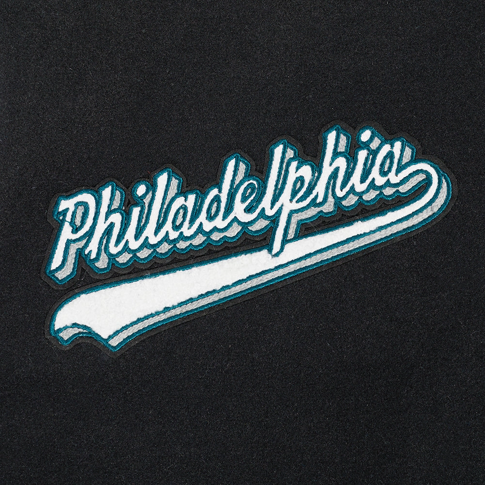 NFL PHILADELPHIA EAGLES SCRIPT TAIL MEN'S RIB WOOL VARSITY (BLACK/WHITE)