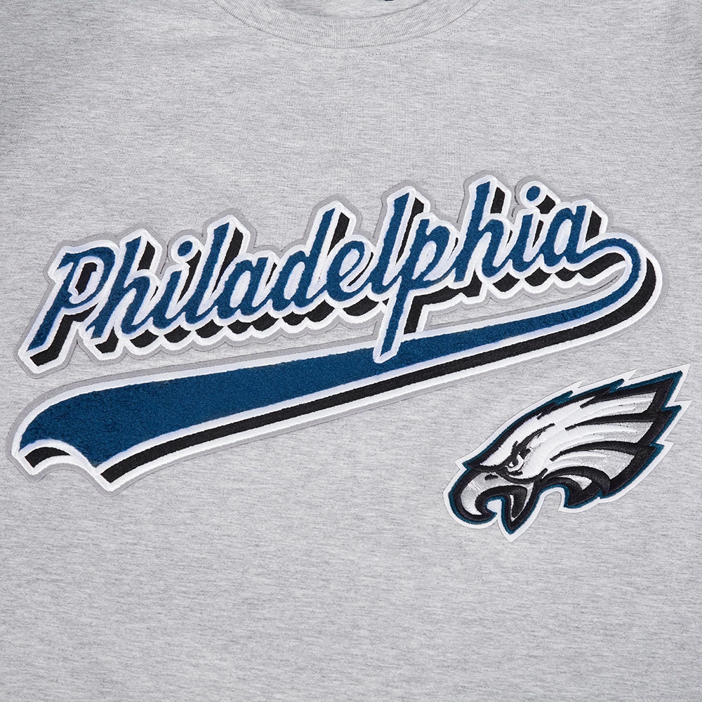 NFL PHILADELPHIA EAGLES SCRIPT TAIL MEN'S SINGLE JERSEY TEE (HEATHER GREY)