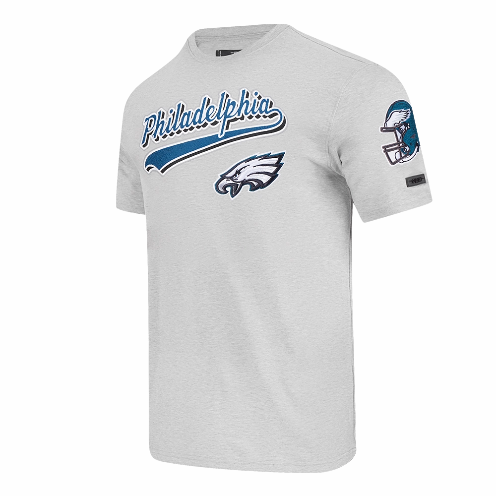 NFL PHILADELPHIA EAGLES SCRIPT TAIL MEN'S SINGLE JERSEY TEE (HEATHER GREY)