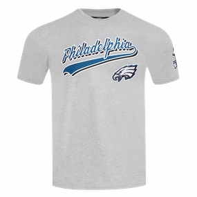 NFL PHILADELPHIA EAGLES SCRIPT TAIL MEN'S SINGLE JERSEY TEE (HEATHER GREY)