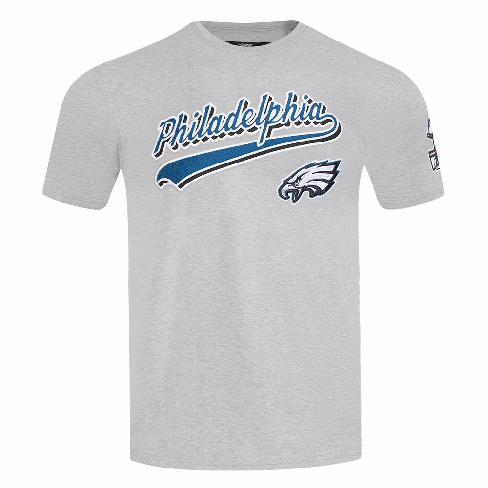 NFL PHILADELPHIA EAGLES SCRIPT TAIL MEN'S SINGLE JERSEY TEE (HEATHER GREY)