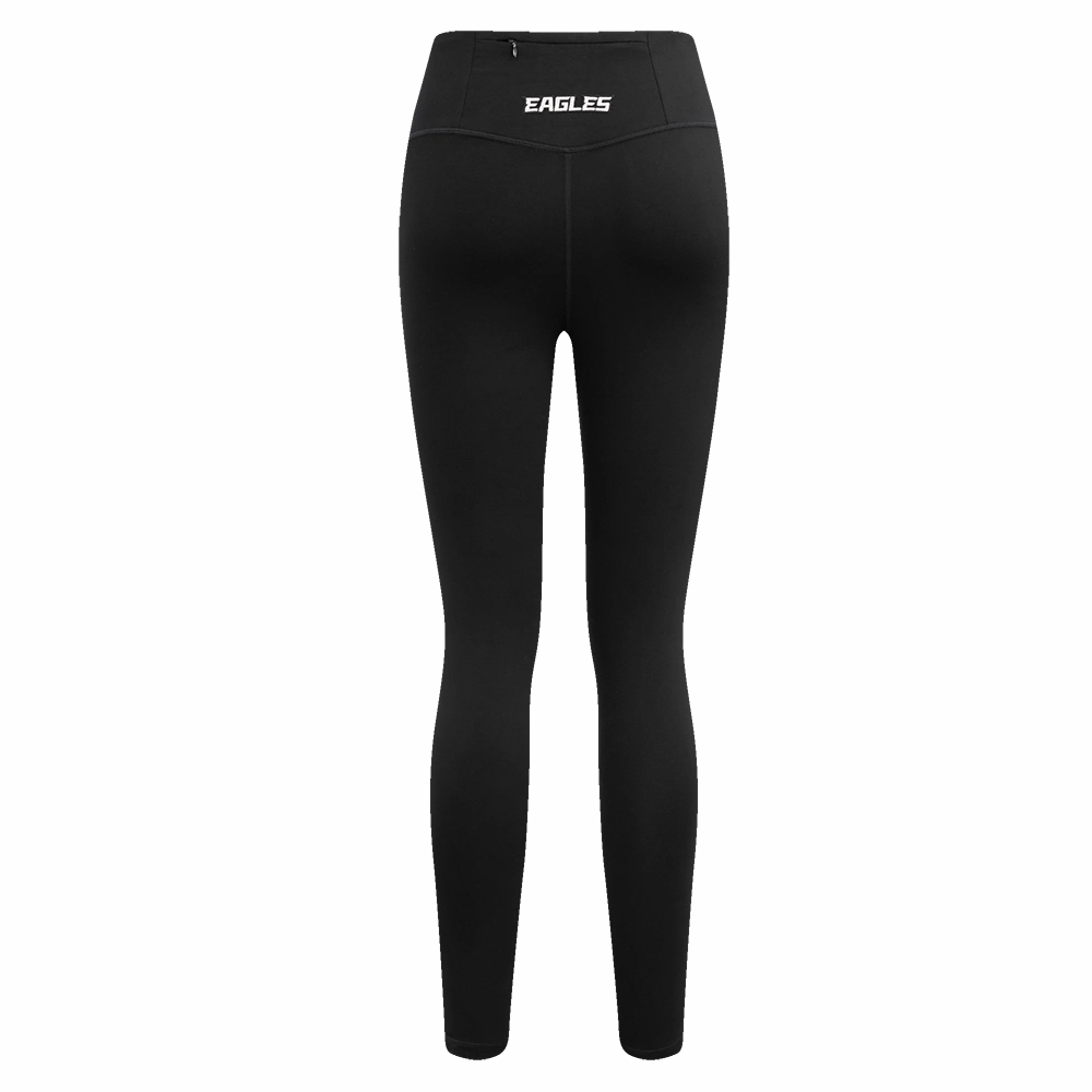 NFL PHILADELPHIA EAGLES SCRIPT TAIL WOMEN'S HIGH WAIST JERSEY LEGGING (BLACK)