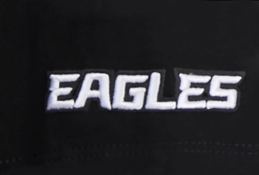 NFL PHILADELPHIA EAGLES SCRIPT TAIL WOMEN'S SINGLE JERSEY BOXY TEE (BLACK)