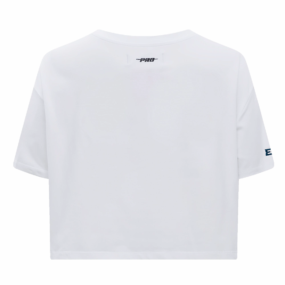 NFL PHILADELPHIA EAGLES SCRIPT TAIL WOMEN'S SINGLE JERSEY BOXY TEE (WHITE)
