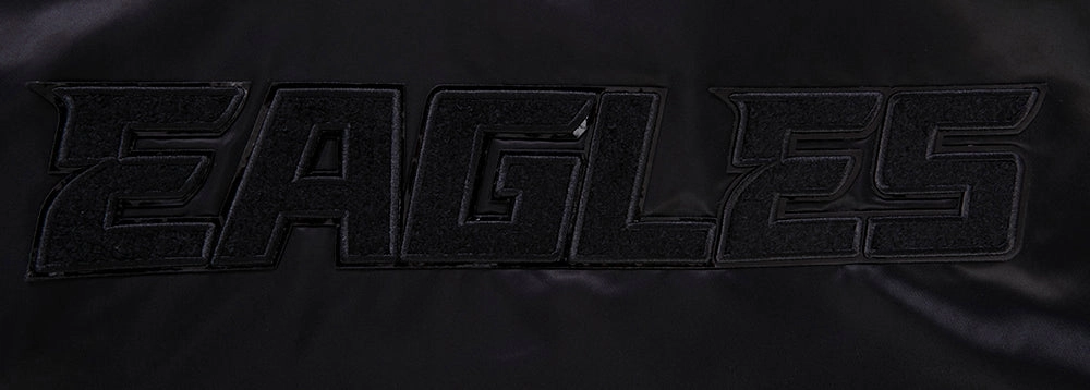 NFL PHILADELPHIA EAGLES TRIPLE BLACK MEN'S SATIN JACKET (TRIPLE BLACK)