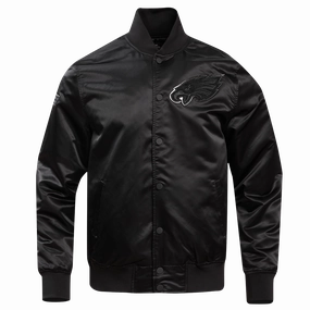 NFL PHILADELPHIA EAGLES TRIPLE BLACK MEN'S SATIN JACKET (TRIPLE BLACK)