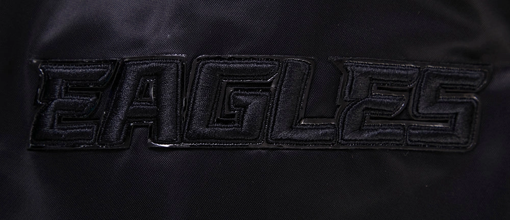 NFL PHILADELPHIA EAGLES TRIPLE BLACK MEN'S SATIN JACKET (TRIPLE BLACK)