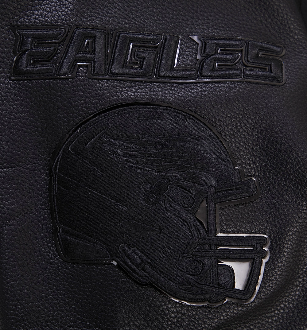 NFL PHILADELPHIA EAGLES TRIPLE BLACK MEN'S WOOL VARSITY JACKET (TRIPLE BLACK)