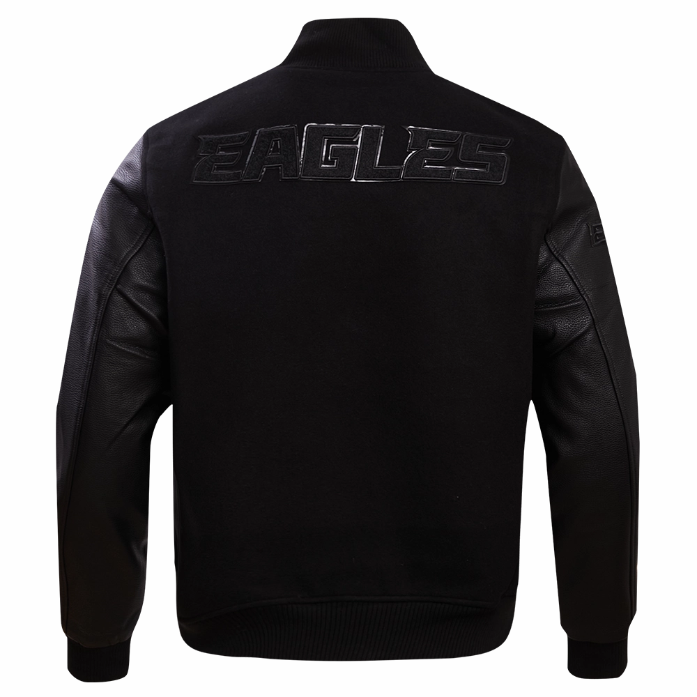 NFL PHILADELPHIA EAGLES TRIPLE BLACK MEN'S WOOL VARSITY JACKET (TRIPLE BLACK)