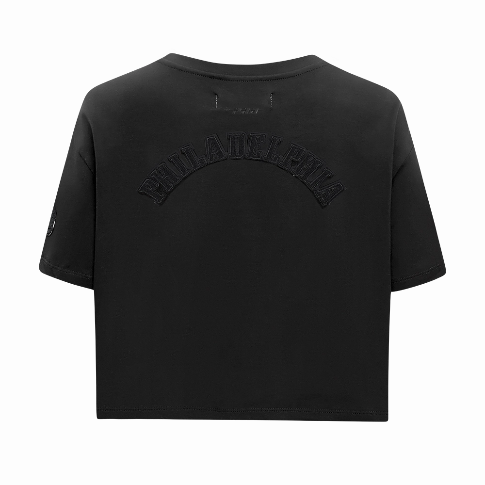 NFL PHILADELPHIA EAGLES TRIPLE BLACK WOMEN'S SINGLE JERSEY BOXY TEE (TRIPLE BLACK)
