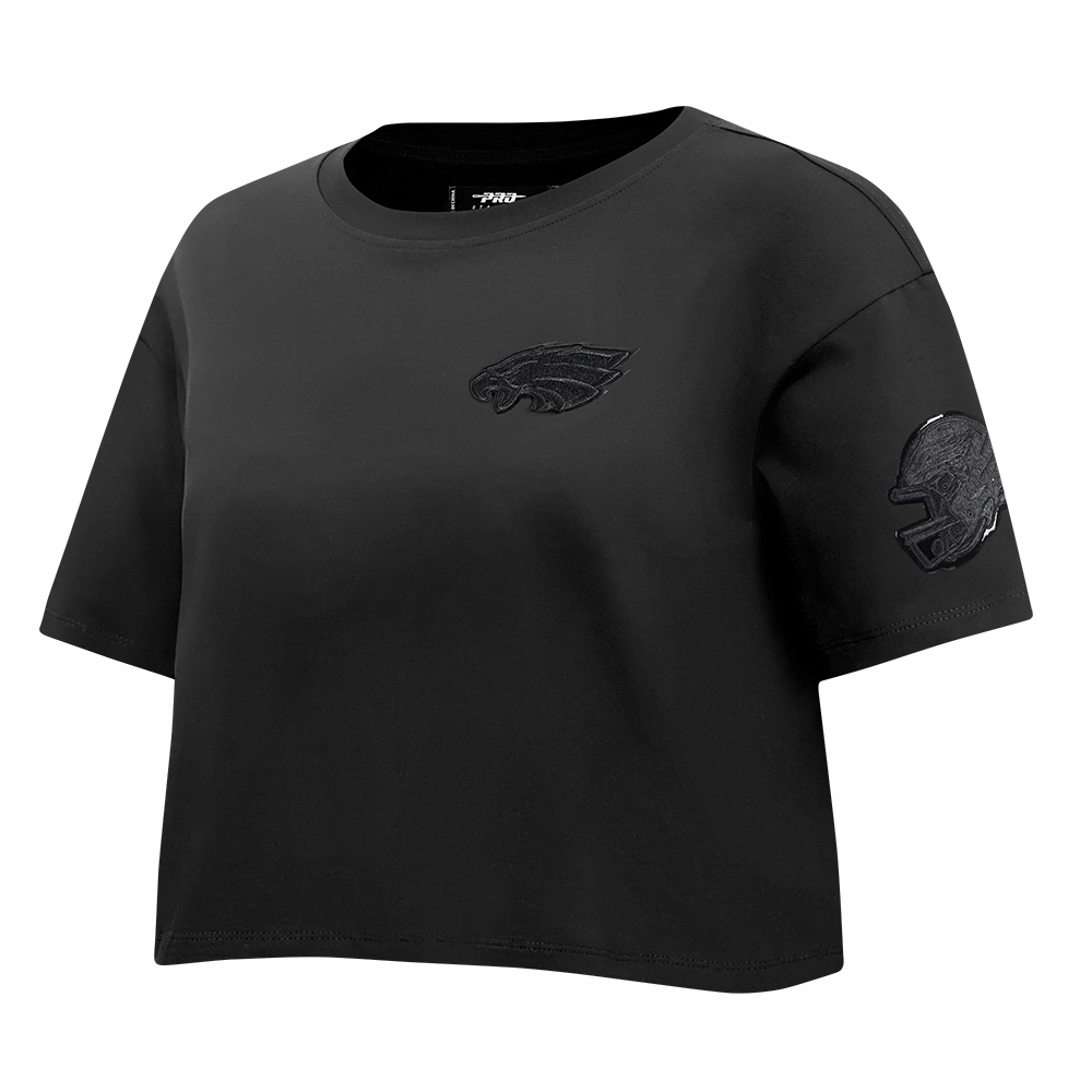 NFL PHILADELPHIA EAGLES TRIPLE BLACK WOMEN'S SINGLE JERSEY BOXY TEE (TRIPLE BLACK)