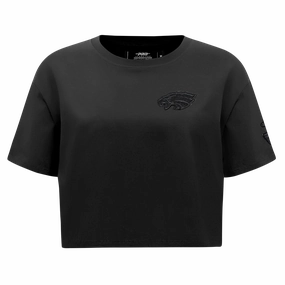 NFL PHILADELPHIA EAGLES TRIPLE BLACK WOMEN'S SINGLE JERSEY BOXY TEE (TRIPLE BLACK)