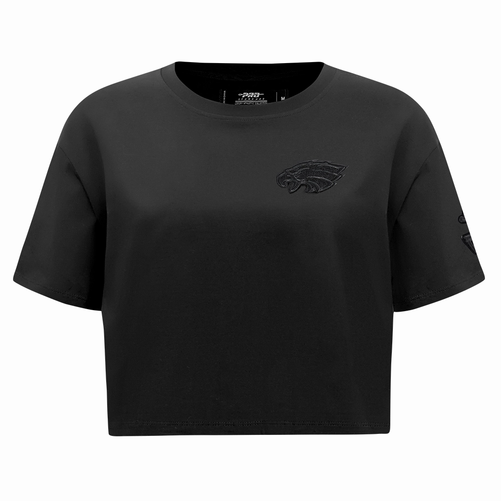 NFL PHILADELPHIA EAGLES TRIPLE BLACK WOMEN'S SINGLE JERSEY BOXY TEE (TRIPLE BLACK)