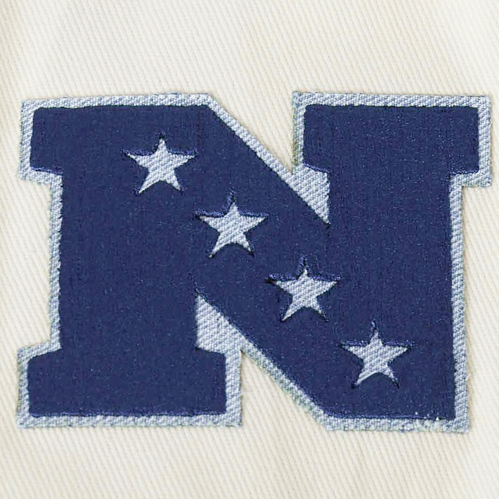 NFL PHILADELPHIA EAGLES VARSITY BLUES MEN'S DENIM VARSITY JACKET (DENIM/LINEN)