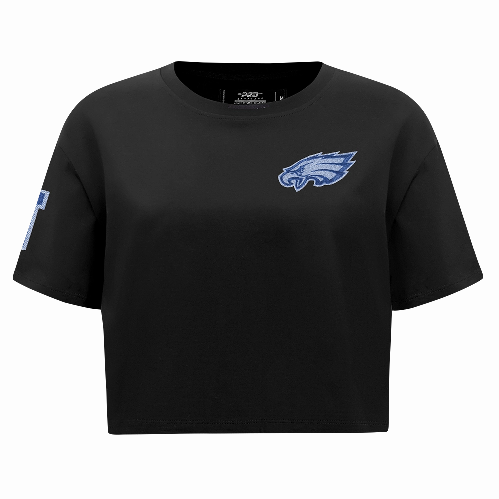 NFL PHILADELPHIA EAGLES VARSITY BLUES WOMEN'S BOXY TEE (BLACK)