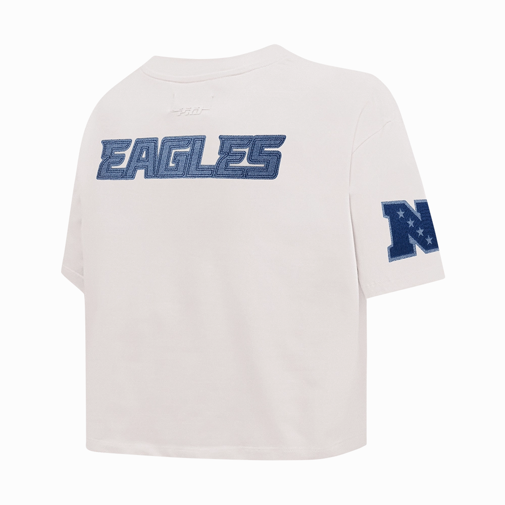 NFL PHILADELPHIA EAGLES VARSITY BLUES WOMEN'S BOXY TEE (LINEN)