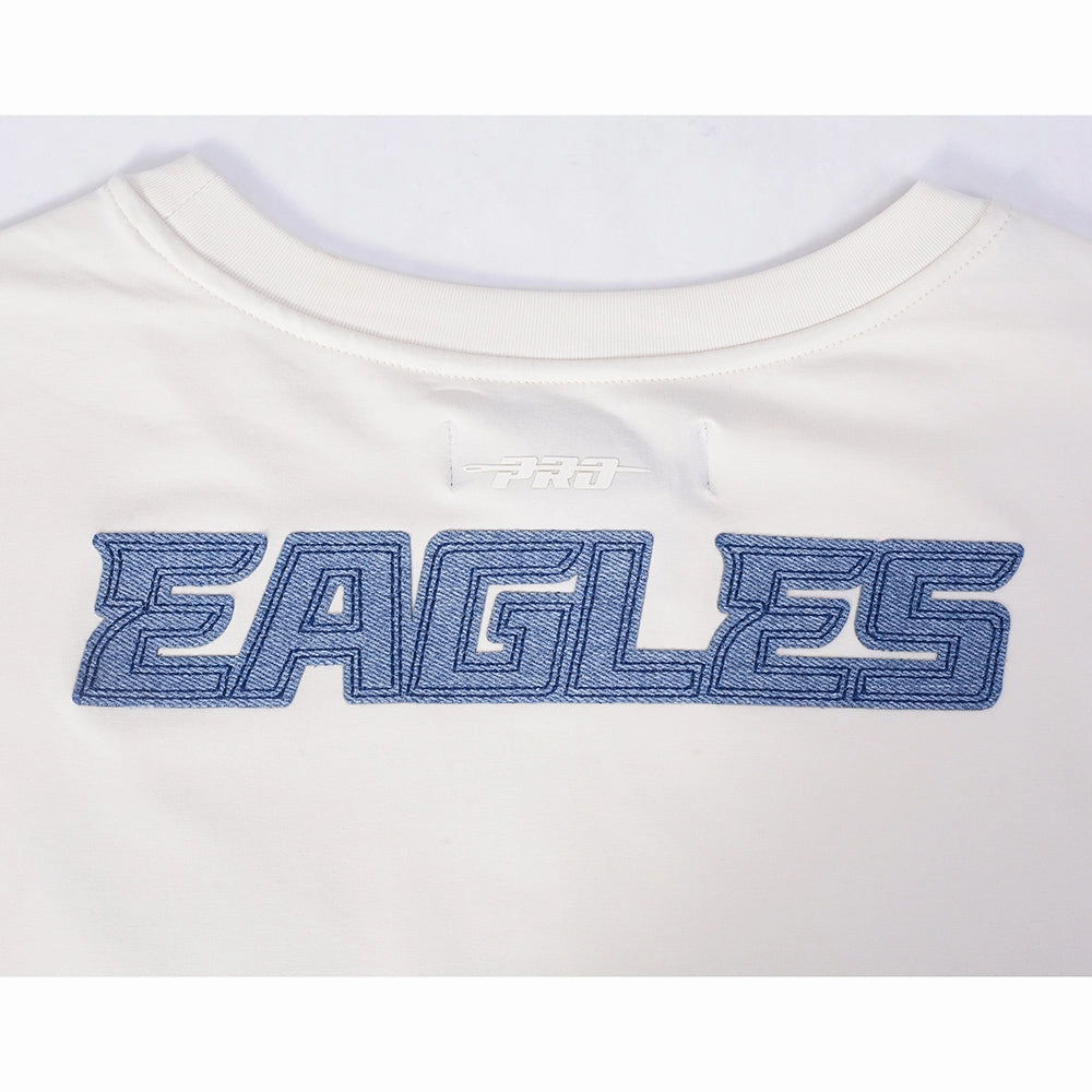 NFL PHILADELPHIA EAGLES VARSITY BLUES WOMEN'S BOXY TEE (LINEN)