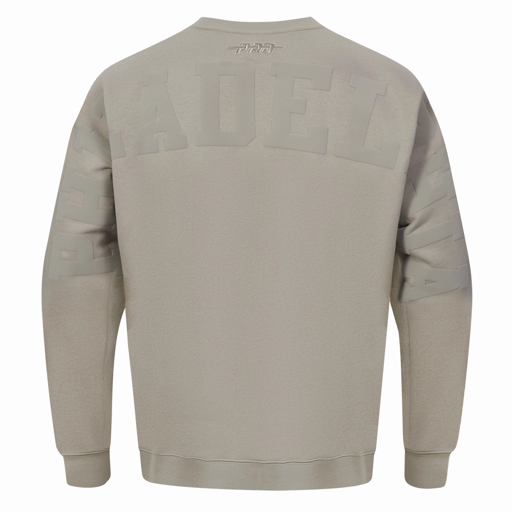 NFL PHILADELPHIA EAGLES WINGSPAN MEN'S DROP SHOULDER FLEECE CREWNECK (TAUPE)