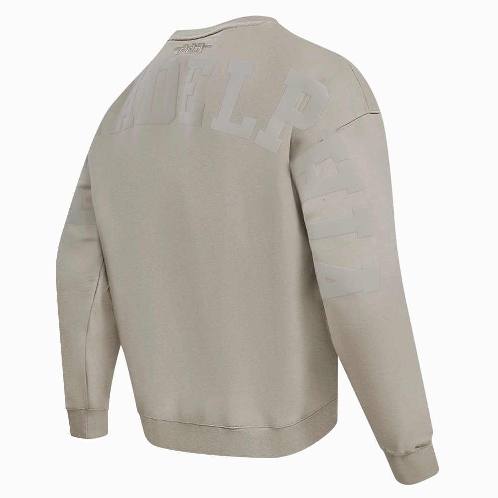 NFL PHILADELPHIA EAGLES WINGSPAN MEN'S DROP SHOULDER FLEECE CREWNECK (TAUPE)
