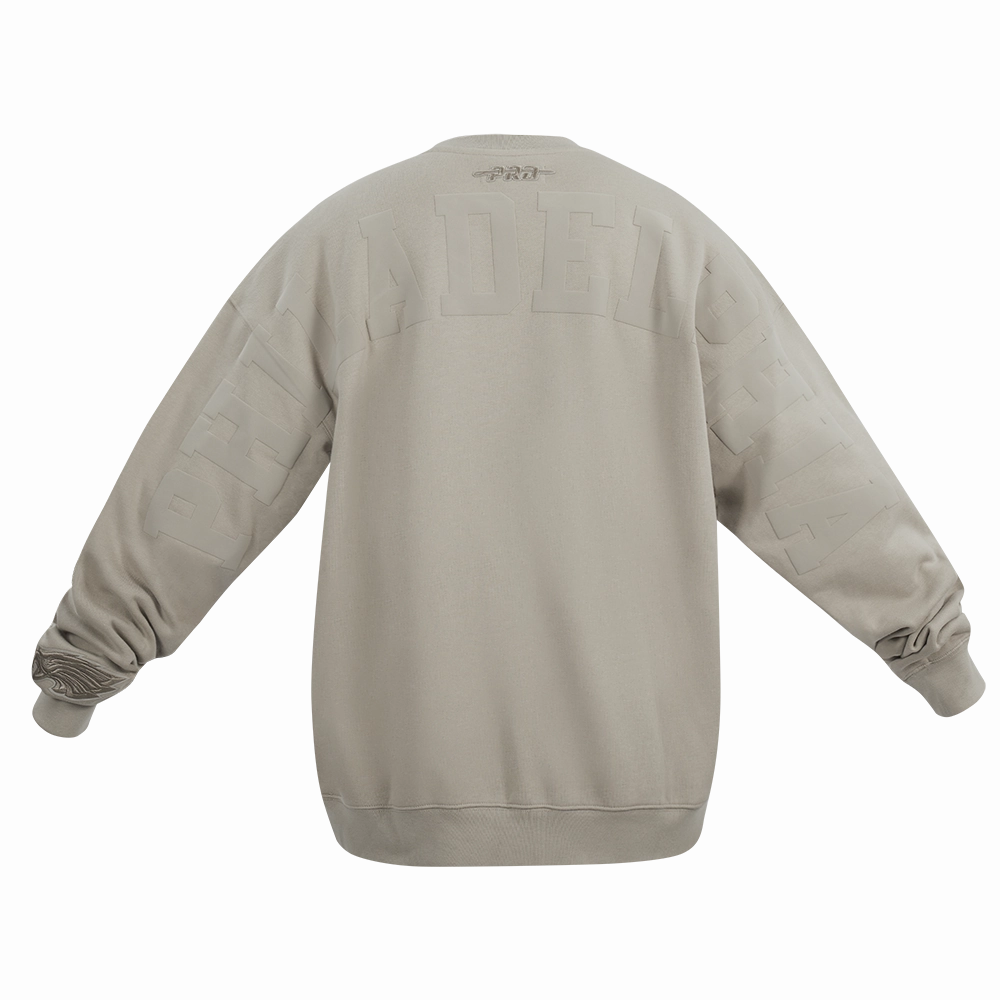 NFL PHILADELPHIA EAGLES WINGSPAN MEN'S DROP SHOULDER FLEECE CREWNECK (TAUPE)