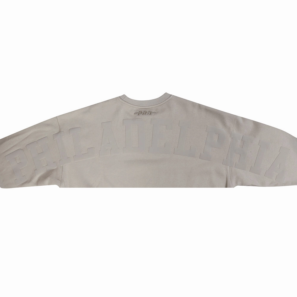 NFL PHILADELPHIA EAGLES WINGSPAN MEN'S DROP SHOULDER FLEECE CREWNECK (TAUPE)