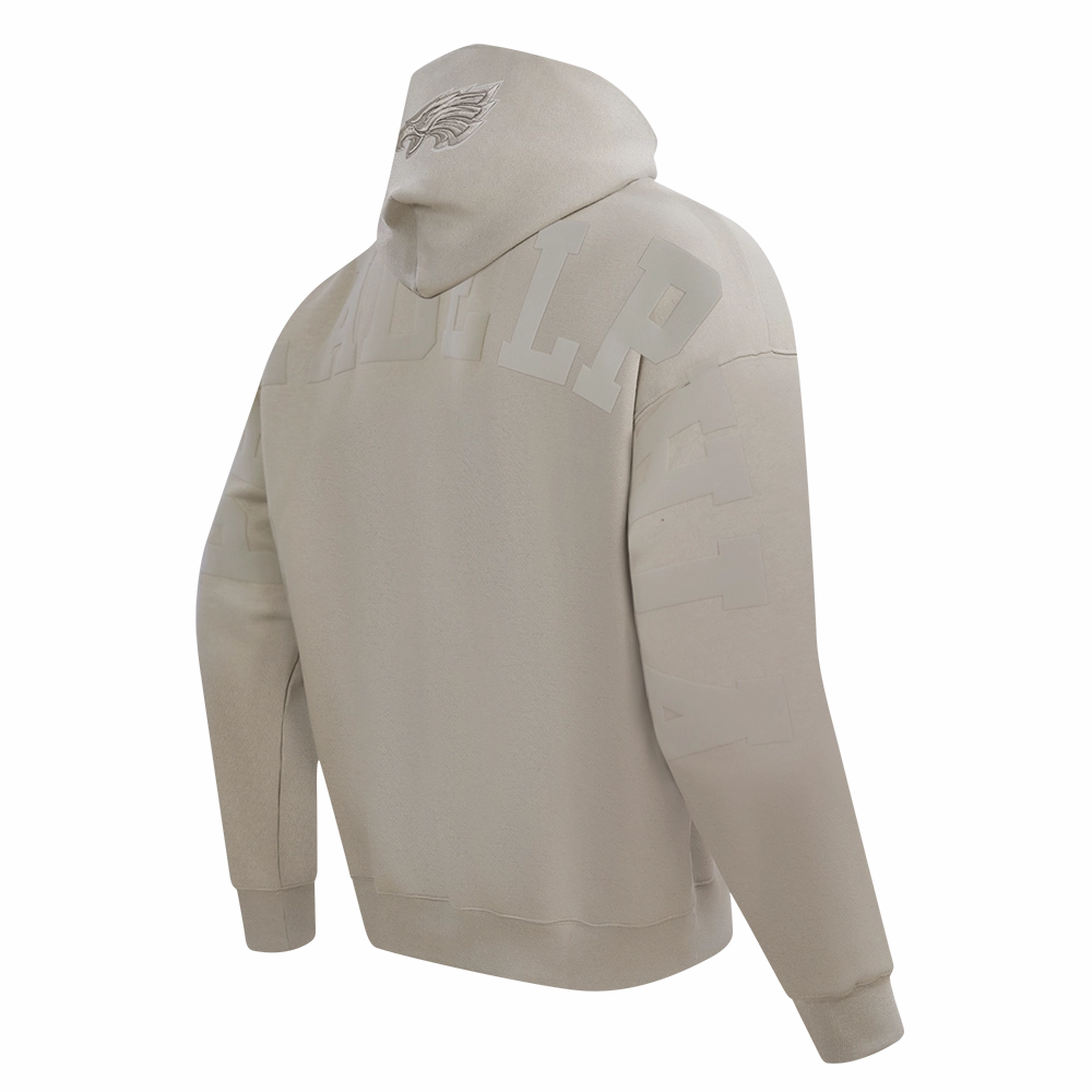 NFL PHILADELPHIA EAGLES WINGSPAN MEN'S DROP SHOULDER FLEECE PULLOVER HOODIE (TAUPE)