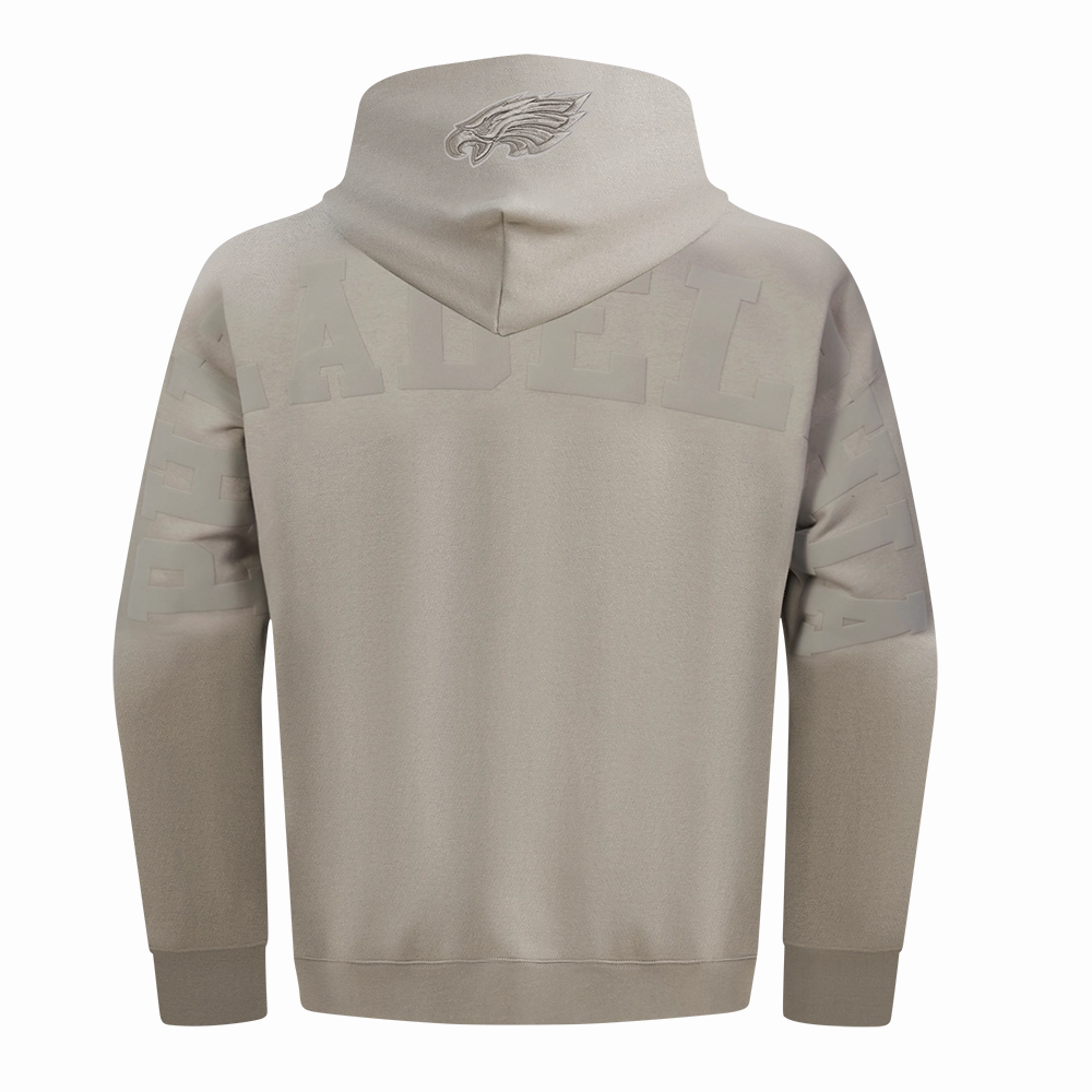 NFL PHILADELPHIA EAGLES WINGSPAN MEN'S DROP SHOULDER FLEECE PULLOVER HOODIE (TAUPE)