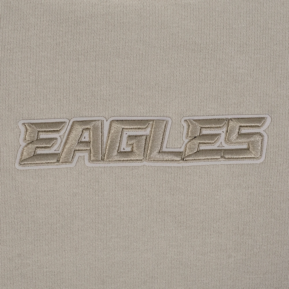 NFL PHILADELPHIA EAGLES WINGSPAN MEN'S DROP SHOULDER FLEECE PULLOVER HOODIE (TAUPE)